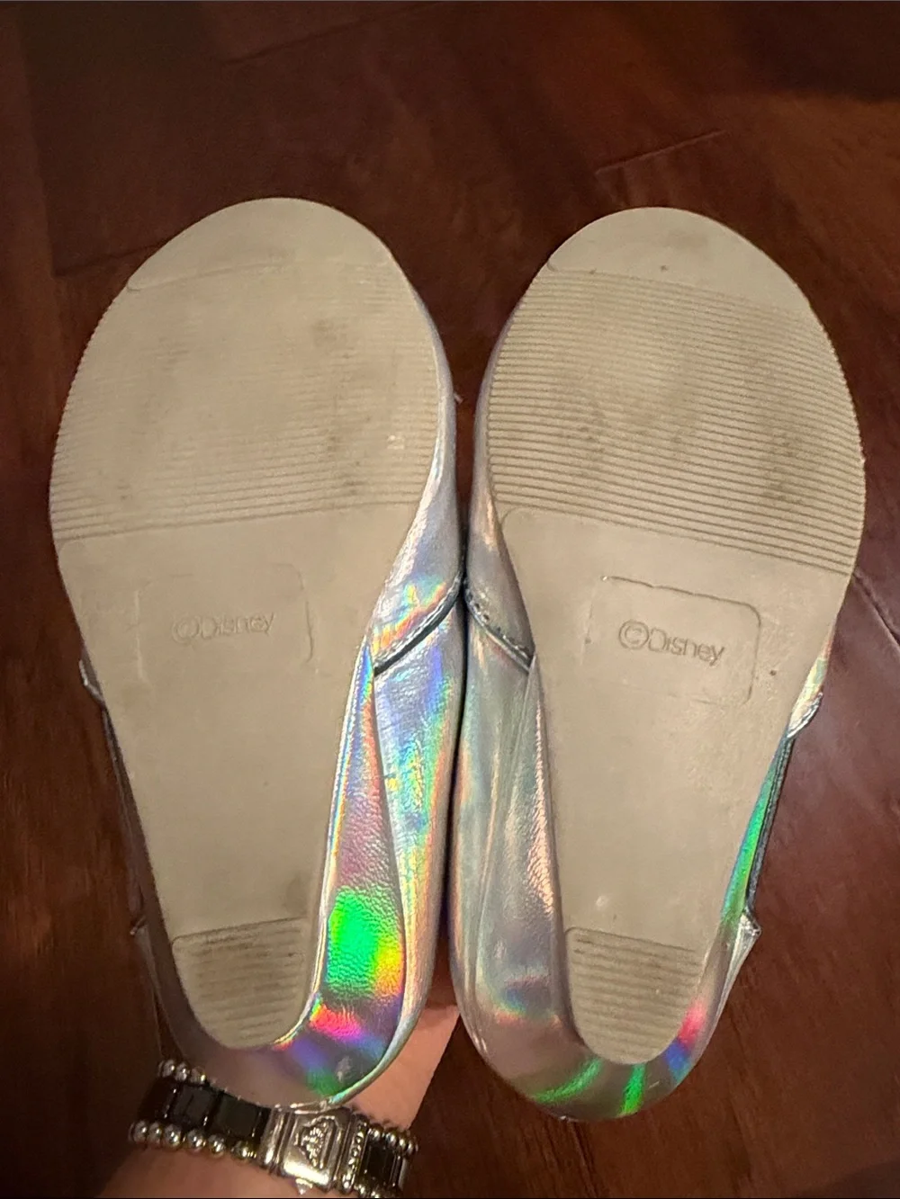 Disney Iridescent Rose Gold Gem Flower Ballet Flats
